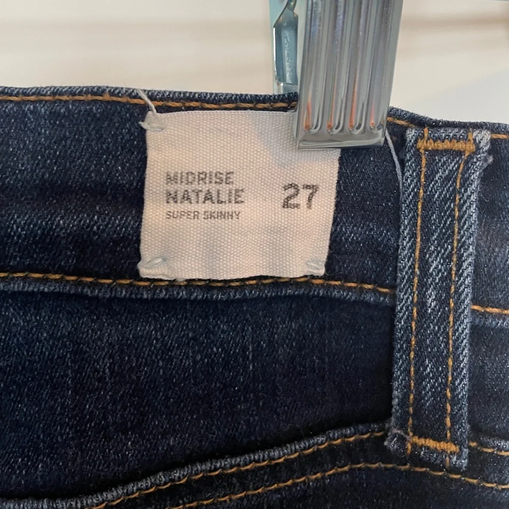 Hudson Natalie Mid Rise Skinny Jeans Dark Wash Frayed Hem | Size 27 - Picture 12 of 12